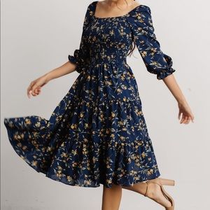 Baltic Born Marta smocked midi dress navy floral xxxl 3xl NWT